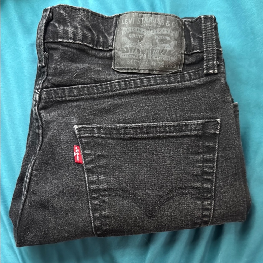 Levi's 511 w.32 L.29 Black Slim Straight Jeans with Faded Look